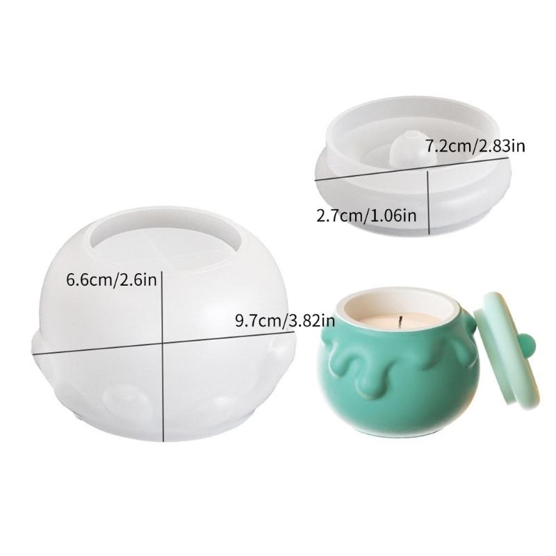 Round Storage Box Silicone Mold with Lid Resin Plaster Craft Mould for Jewelry Box Handmade Flowerpot Cement Molds Decors