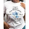 Evropská velikost - Dámské Vintage Britské Čajové Dům Grafické Tričko - Lady Whistledown Prolévá Čaj