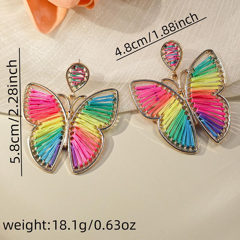 Bohemian Handmade Woven Earrings with Butterfly Design for Women, Vacation Style