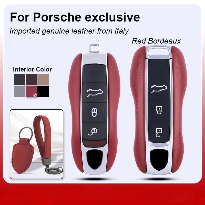 Leather Fob Remote Keys Case Key Cover Key Shell Replace For Porsche Boxster Cayman 911 Panamera Cayenne Macan