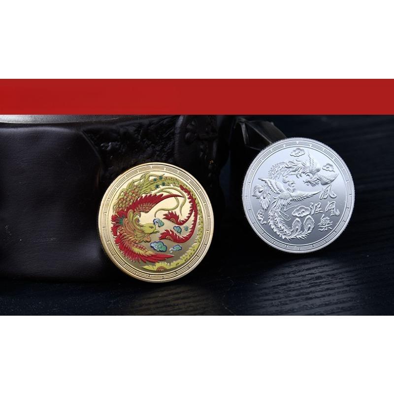 Chinese style, Phoenix Nirvana commemorative gold coins, gold and silver coin commemorative medals