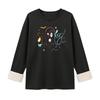 Women's Long Sleeve Round Neck Top with Halloween Print, Cozy Winter Casual Pullover
