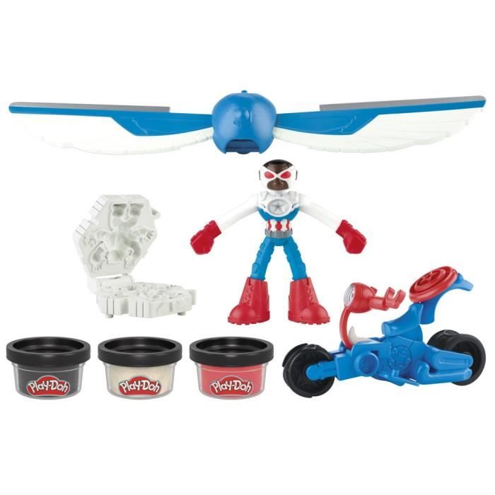 Play-Doh Capitán América, set Moto Cortante con figura flexible, 3 accesorios y masa para modelar, a partir de 4 años, Marvel