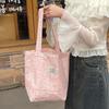 Candy Color Plaid Women's Shoulder Bags Large Capacity Women's Shopping Bag Cute Bowknot Female Travel Handbags Book Tote Purse