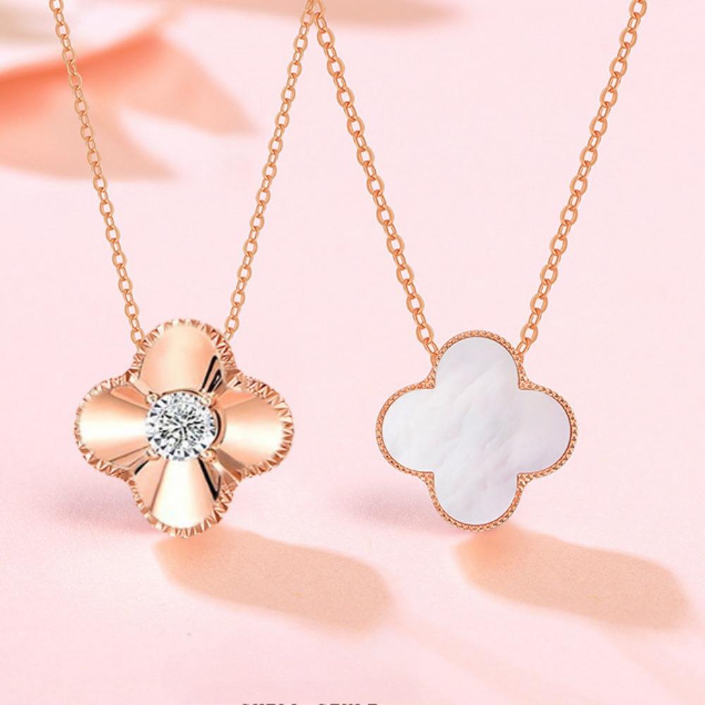 

Высококачественное роскошное ожерелье с четырьмя листочками клевера, женская мода, простая цепочка на ключицу Tide, подарок на День святого Валентина 925 silver белый