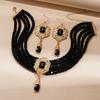 2025 Retro European Court Style Beaded Crystal Water Drop Pendant Necklace & Luxury Earrings Set
