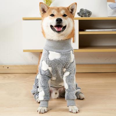 S-XXL Flannel Pet Pajamas For Medium Large Dogs Soft Winter Warm Dog Hoodie One-piece Warm Pet Clothes Fur Proof Bulldog Clothes