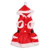 Pet Christmas Dress Soft Thickened Double Sided Coral Fleece Breathable Button Closure Dog Santa Dress for Winter