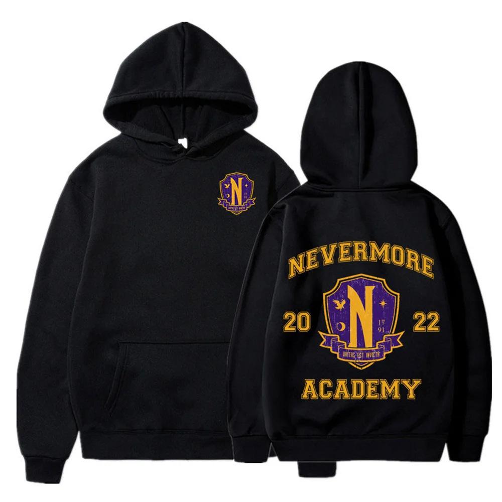 

Trendy Wednesday Addams College Hoodie - Casual Loose Fit Sweatshirt S чорний