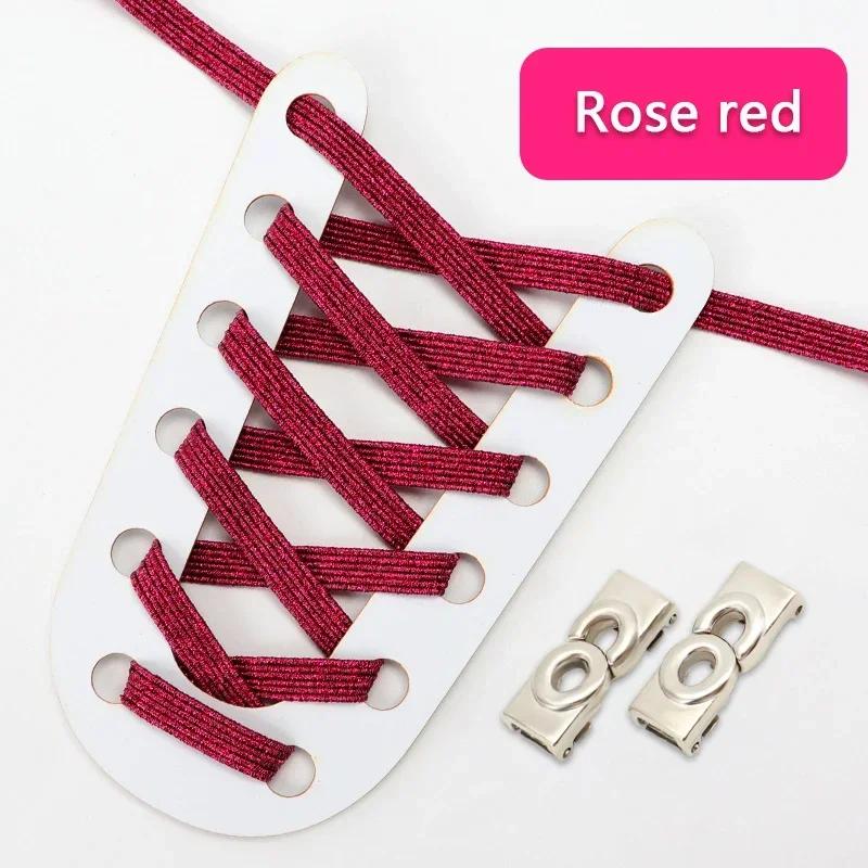 NEW Colourful Elastic Laces Sneakers Lock No Tie Shoelaces Kids Adult 8mm Wide Flat Shoelace Without Ties Shoes Accessories