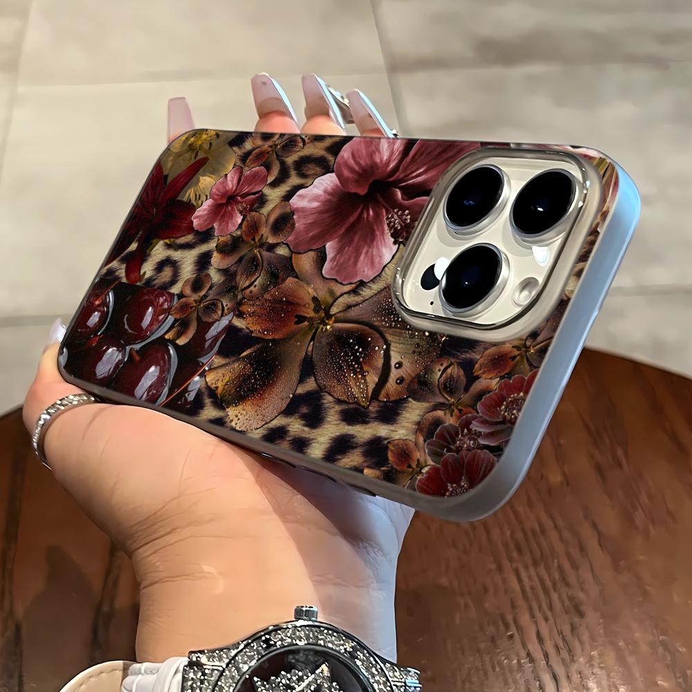 Leopard-print Colored Flowers Phone Case For IPhone 17 Air 16 Pro Max Case For IPhone 15 14 13 12 11 Plus 17 16 Case Cover Funda iphone 13