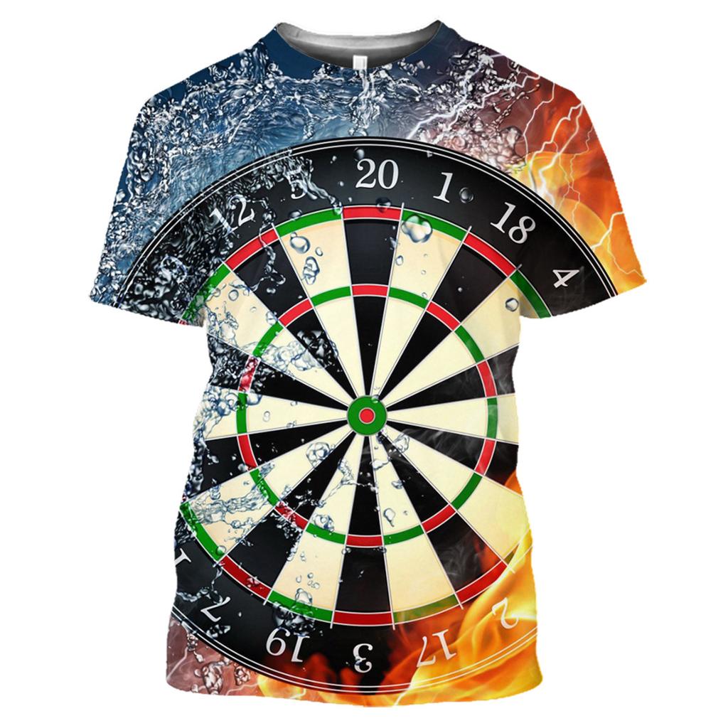 Men's Trend Short Sleeve Sports 3D Shirt Bottoming Shirt Darts Bet Personality Street Wild Top T-Shirt Fashion