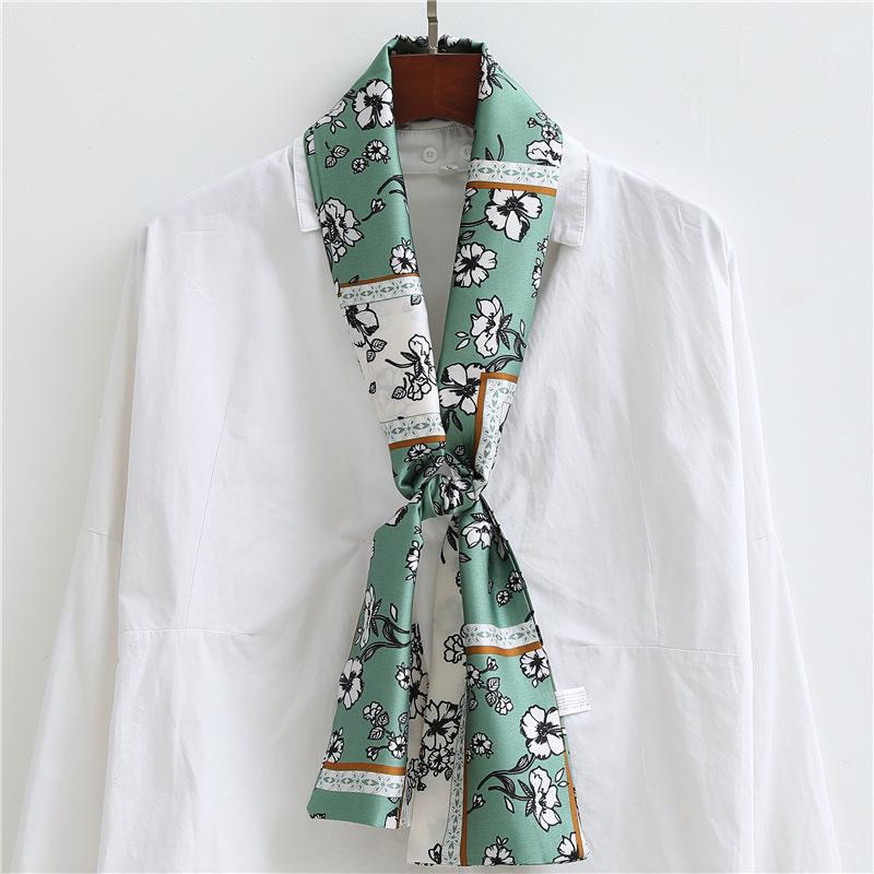 Korean Version of Spring and Summer Long Silk Scarves, Small Scarves, Scarves, Women's Versatile Printing Thin and Narrow Headbands Are Very Good Yao