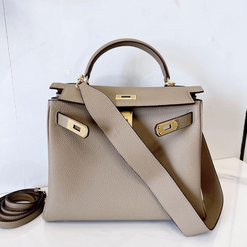 Genuine Leather Women's Bag With Wool Lining New Style Togo Top Layer Cowhide High-end Sense Wide Shoulder Strap Single Shoulder Handbag
