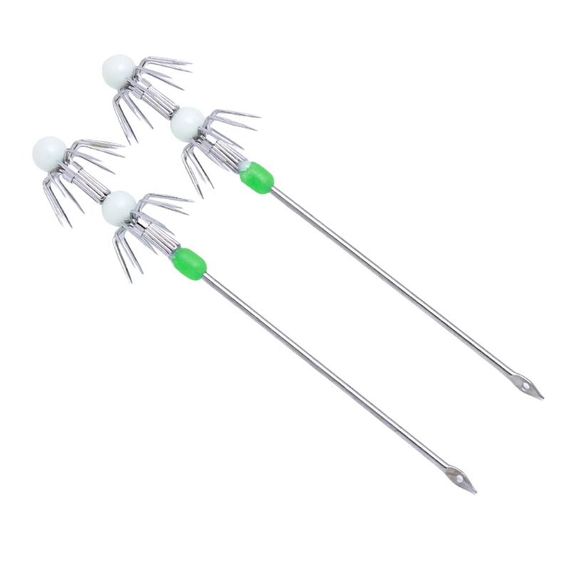 2Pcs Luminously Squid Jig Hook Squid Live Shrimp Hook Double/Single Layer Umbrellas Hook for Outdoor Fishing Accessories