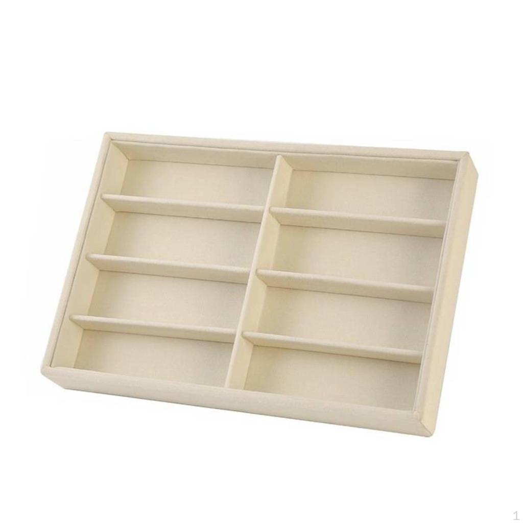 8Slot Eyeglasses Tray Raised Dividers 8 Slot Sunglass Lined Interior Storage Item Gray