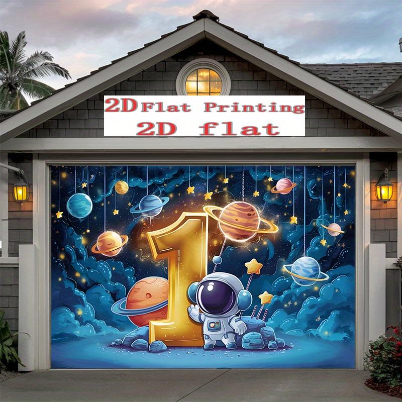 1 piece of 2D party banner 1-year-old birthday celebration astronaut-themed backdrop for photo taking