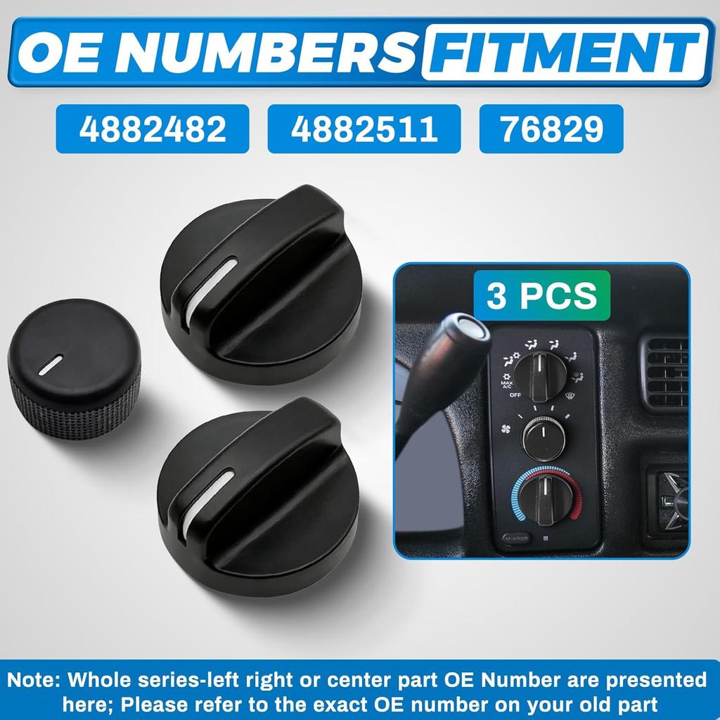 AC Heater Blower Fan Knob, AC Heater Control Knobs Compatible with Dodge Ram 1500 2500 3500 1994-1997, Chrysler Concorde 1994-1997, Replaces 4882482,