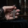 Death Moth Cross Necklace,Gothic Jewelry,Witch Accessory,Vintage, Pagan,Skeleton Moth,Mystical,Alternative,Choker For Women Man