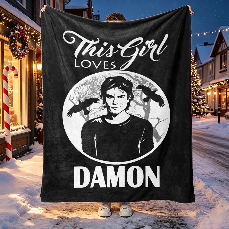Damon Salvatore Muster Decke für Heimdekoration, Bett, Sofa, Auto Reisen, Camping, Geeignet für Alle Jahreszeiten, Geburtstags Weihnachtsgeschenk