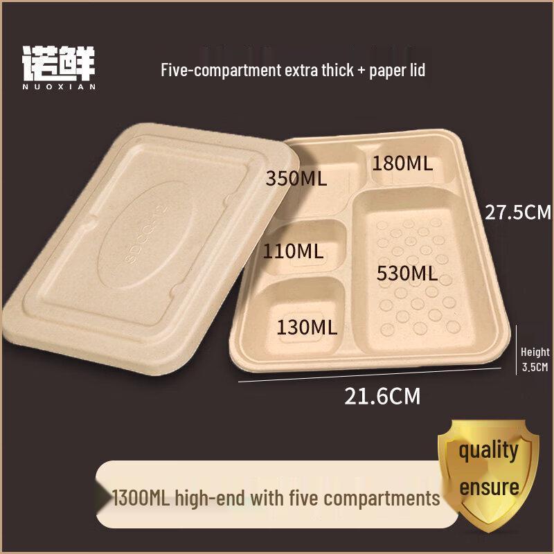 Eco-Friendly Disposable Paper Pulp Compartment Meal Box