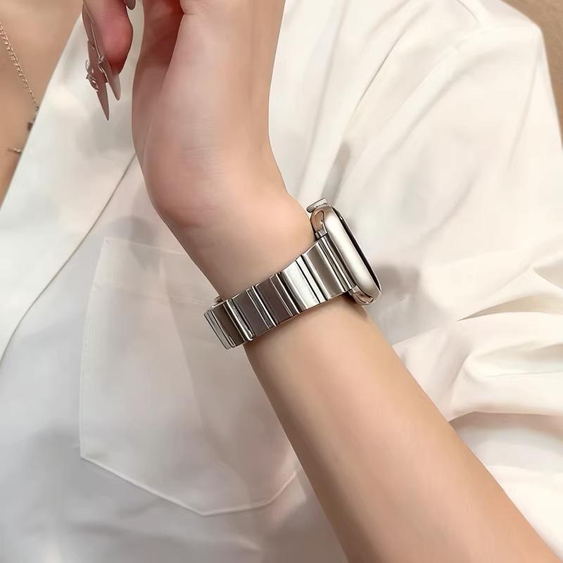 

Apple Watch 11 Тонкий бамбуковый ремешок из нержавеющей стали с застежкой-бабочкой 49mm (Ultra)