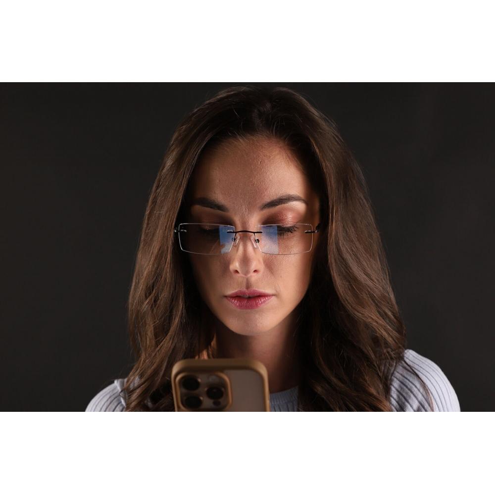 Rimless Rectangle Black Smartbuy Collection Linda Blue Light Block Asian Fit 986 Fashion Unisex Eyeglasses