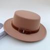 Coffee Color Is Fashionable and Elegant, Woolen Flat-top Hat, Women's Spring, Autumn and Winter Concave Shape Wears British Retro Top Hat Tide