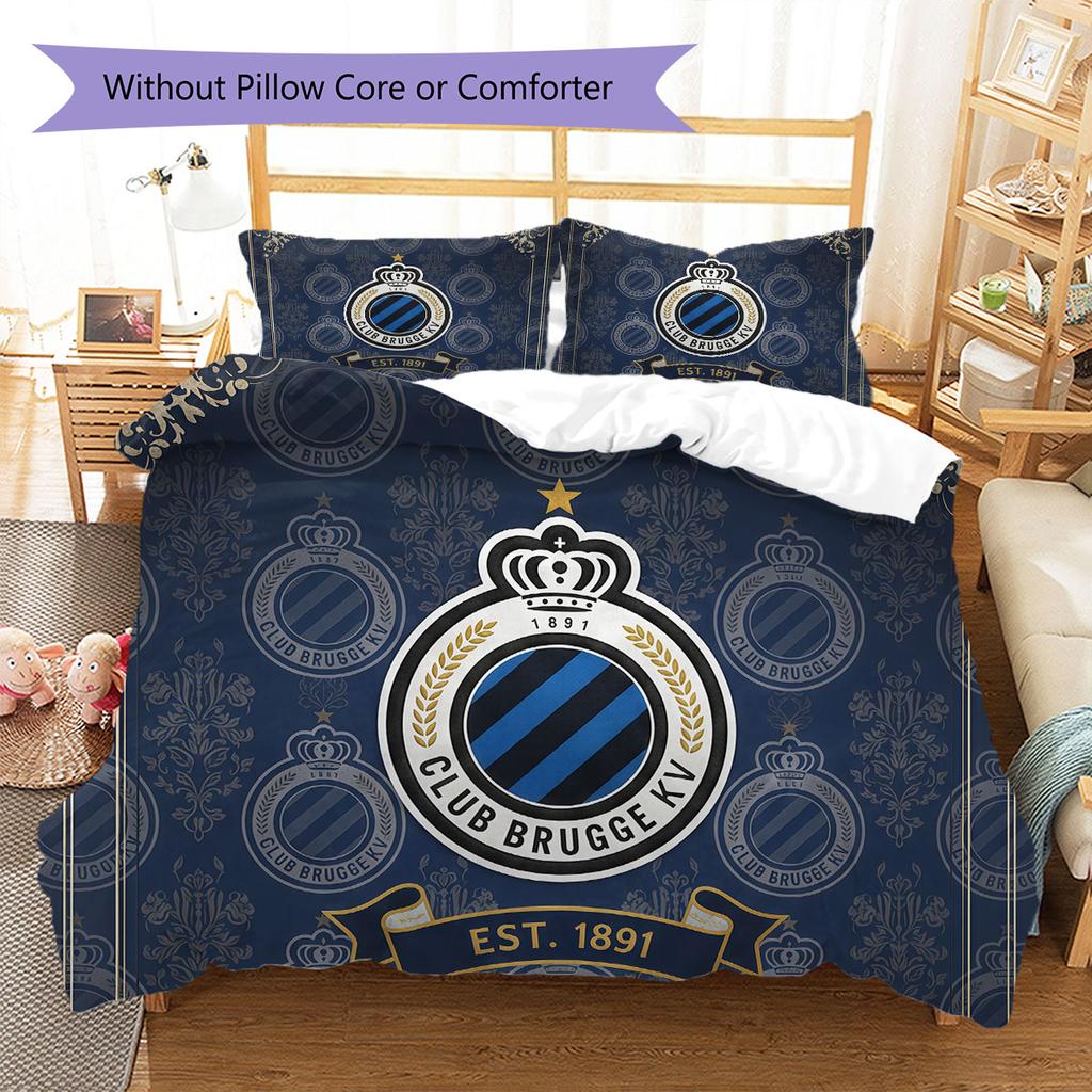 Club Brugge KV Pattern Bedding,Quilt Set Quilt Cover Pillowcase Home Birthday Gift(1 * Duvet Cover + 2 * Pillowcase, Without Core)