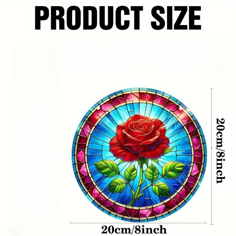 2D Flat Red Rose Theme Acrylic Decoration Sign, Rose Floral Design, Suitable for wall decoration, porch, room, villa, accents Home, Hallway, or Workpl