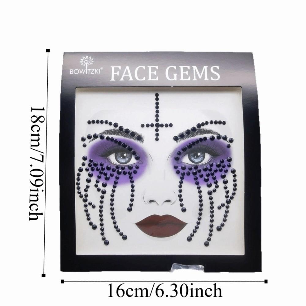 3D Resin Face Rhinestone Sticker Shiny Jewelry Face Sticker Halloween Fake Tattoo  Body Art