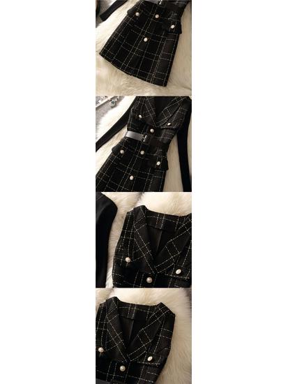 Жіноча модна вовняна картата сукня А-силуету з трикотажною сорочкою