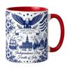 Yousheng USA 250th Anniversary Blue Mug, Patriotic Ceramic Coffee Cup with Eagle Flag Design, Independence Day Gift for Veterans Men Women