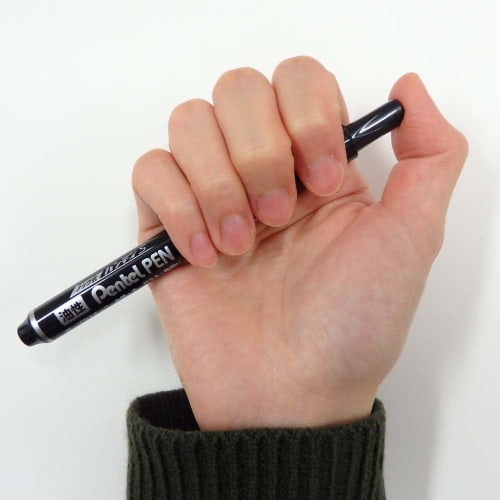 Pentel Knock Type Permanentmarker Handy S PentelPEN Feine Spitze Schwarz 10 Stück NXS15-AP