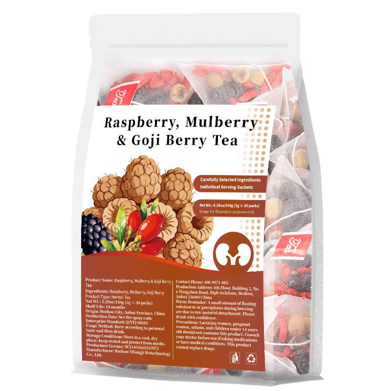 Raspberry Mulberry Goji Berry Tea Bag Natural Fruit Flower Tea Private Brand Customized Packaging Tea Bag raspberry, mulberry, goji berry tea, 5g x 30 ba