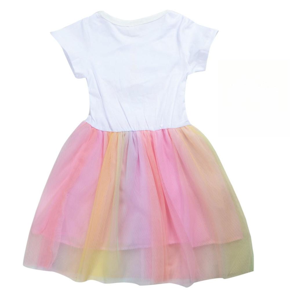 9197 Kinder Mädchen MANON SOPHIA DANIELA LARA MEGAN YOONCHAE Aufdruck Kurzarm Regenbogenkleid