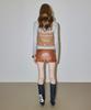 Sculpter Western Faux Leather Micro Skirt Red Brown