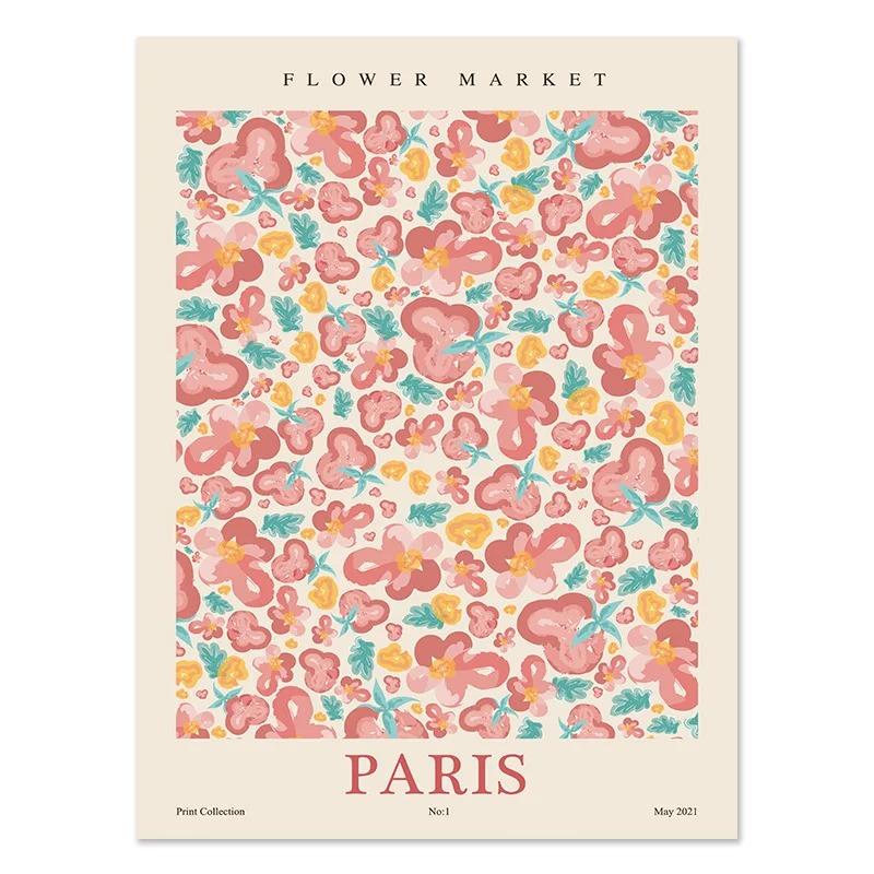 Flower Market Poster Printing Abstract Plant Wall Art Paris New York City Name Canvas Painting Living Room Home Decoration