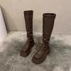 2025 Women's Knee-High Thick Sole Boots - Slimming, Over-the-Knee, Mid-Calf High-Top Autumn Design
