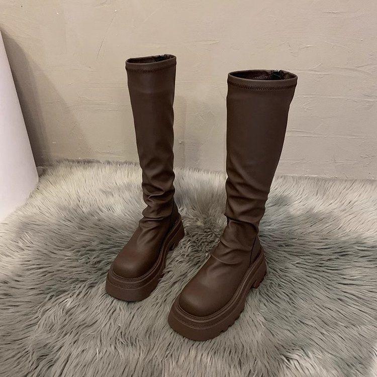 2025 Women's Knee-High Thick Sole Boots - Slimming, Over-the-Knee, Mid-Calf High-Top Autumn Design
