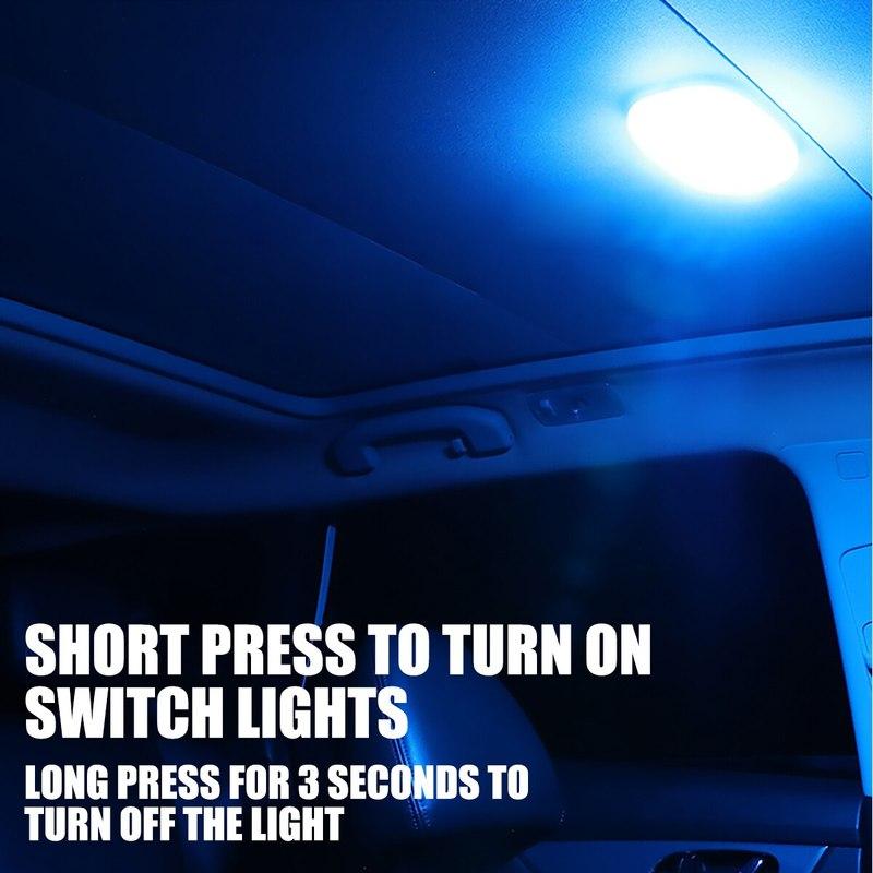 1PCS LED Touch Light Mini Wireless RGB Atmosphere Light USB Charging Auto Roof Ceiling Reading Lamp Car Interior Lighting 5V