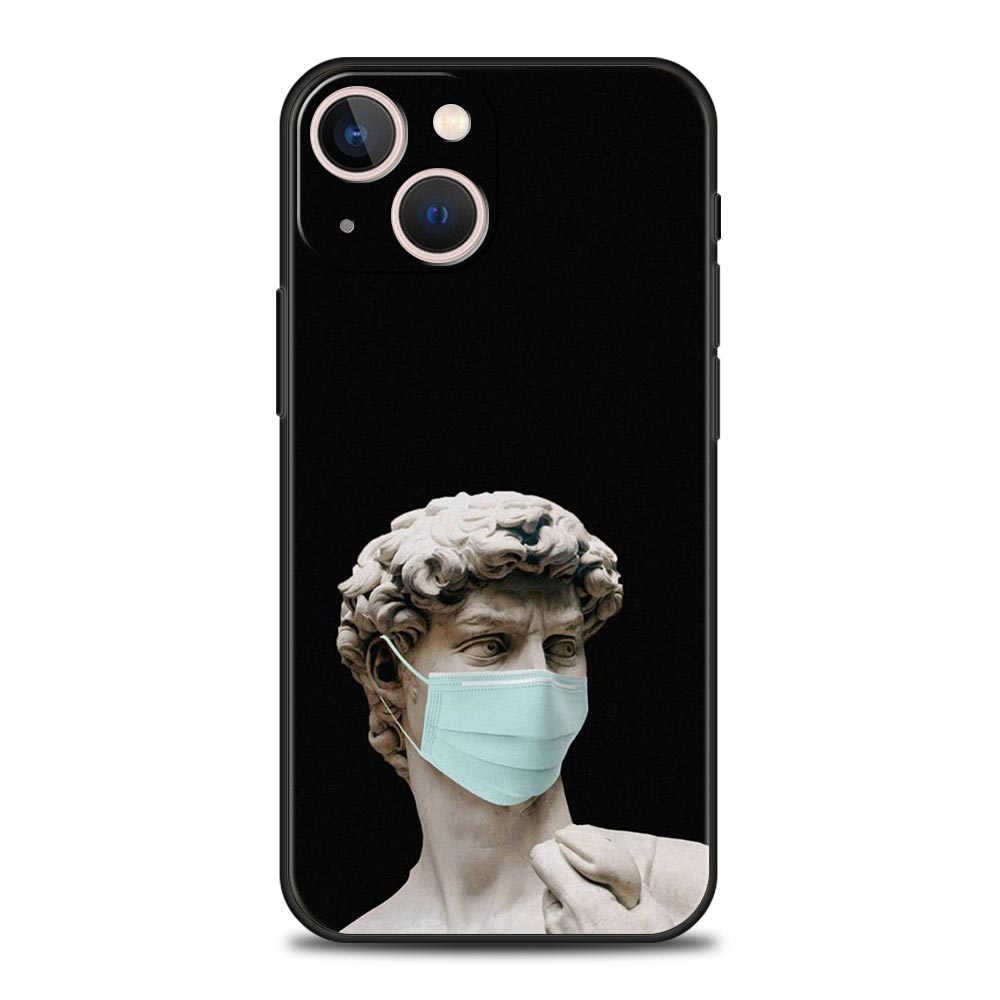 

Cartoon Statue Abstract Art Phone Case Cover for iPhone 17 16 15 14 13 12 Pro Max 11 Pro Max 17 AIR Plus Shockproof Soft TPU Bag iPhone 14Pro Max