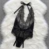 Backless See-Through Underwear Transparent Deep V Nightwear Lingerie Lace Bodysuit  Ladies