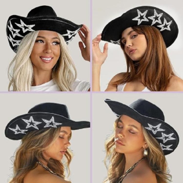 Rhinestone Woman Men Cowboy Hat for Christmas Elegant Ladies Prom Party Hat