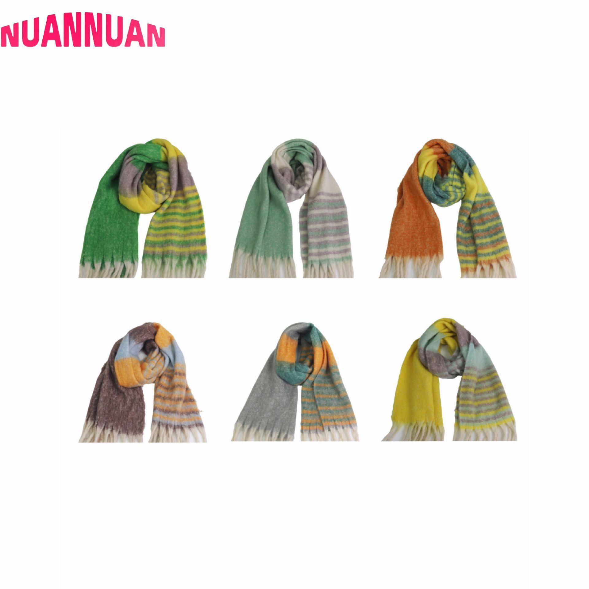 

Autumn and winter new polyester loop yarn coarse tassel gradual change of color scarf women s shawl (200+40 )*50 290G