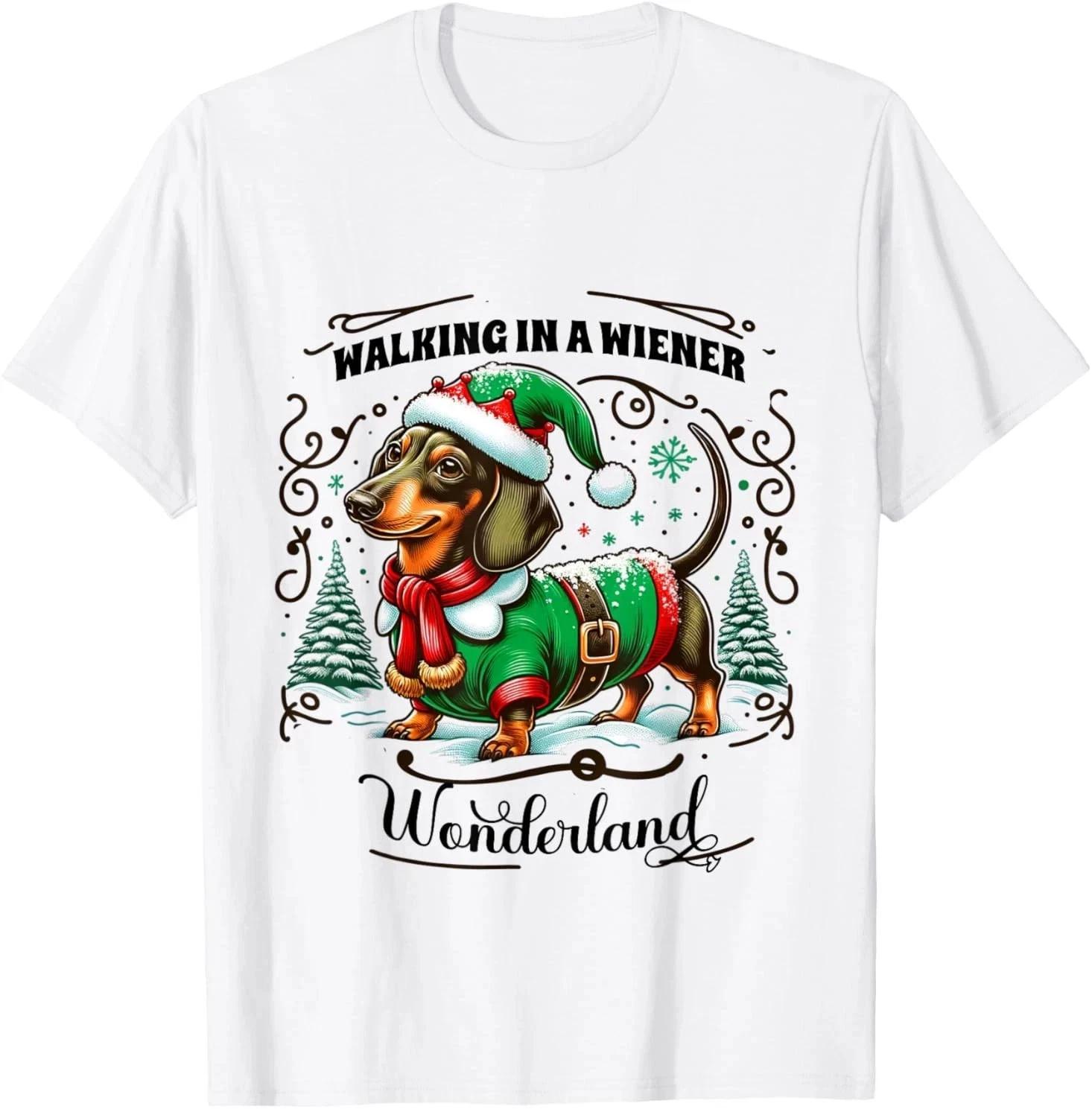 Dachshund Christmas Walking In A Wiener Wonderland Cute Dog Men Women T-Shirt XXXL
