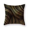 Decorative Throw Pillows Case Polyester Black Gold Geoetric Wave Cushion Cover For Sofa Home Car Bedroom 45X45Cm