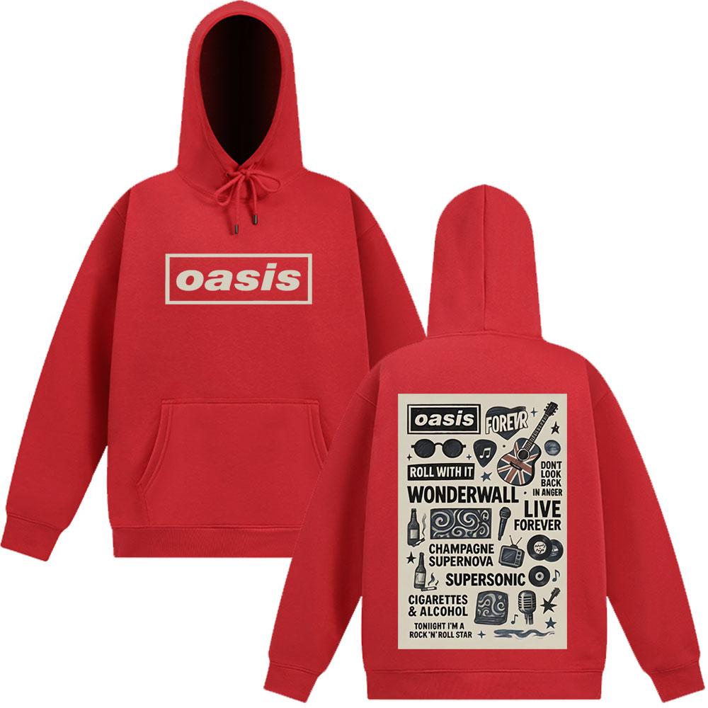 O-Oasis Band Rock Britannica Grafica Felpa con cappuccio uomo donna Hip-hop Manica Lunga casual Felpa con cappuccio Alta qualità Pile Felpe top