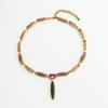 Vintage Green Willow Leaf Pendant Necklace Natural Stone Crystal Antique Gold Color Luxury Jewelry For Women Accessories 2025