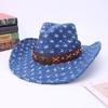 Stylish and High-quality Old Denim Warped Edge Jazz Hat, Men's and Women's Peach Heart Top Top Hat, Western Denim Hat Can Be Worn In All Seasons